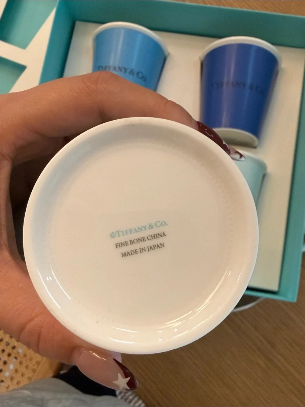 Tiffany & Co. Four-Piece Blue Gradient Coffee Cup Set